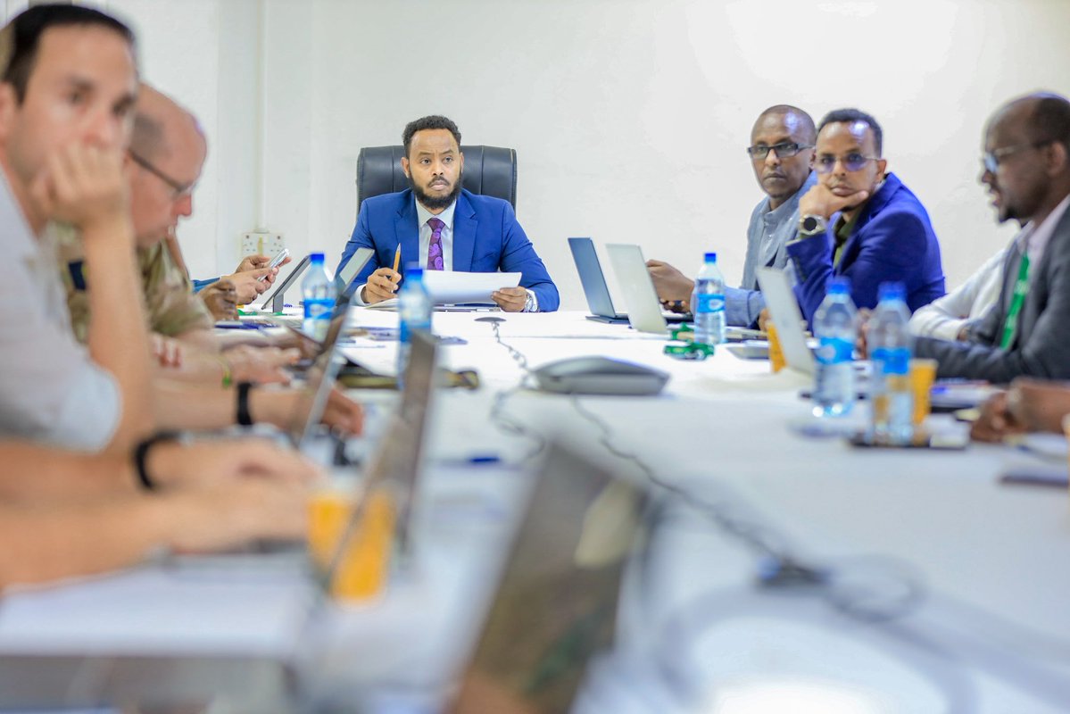 MoIFARSomalia's tweet photo. At today’s monthly Security and Stabilisation Community of Interest meeting, chaired by the Director General of the Ministry of Interior, Federal Affairs and Reconciliation, Abdulkadir Elmi Ali, government institutions and international partners reviewed developments across the security, stabilisation and humanitarian sectors.
