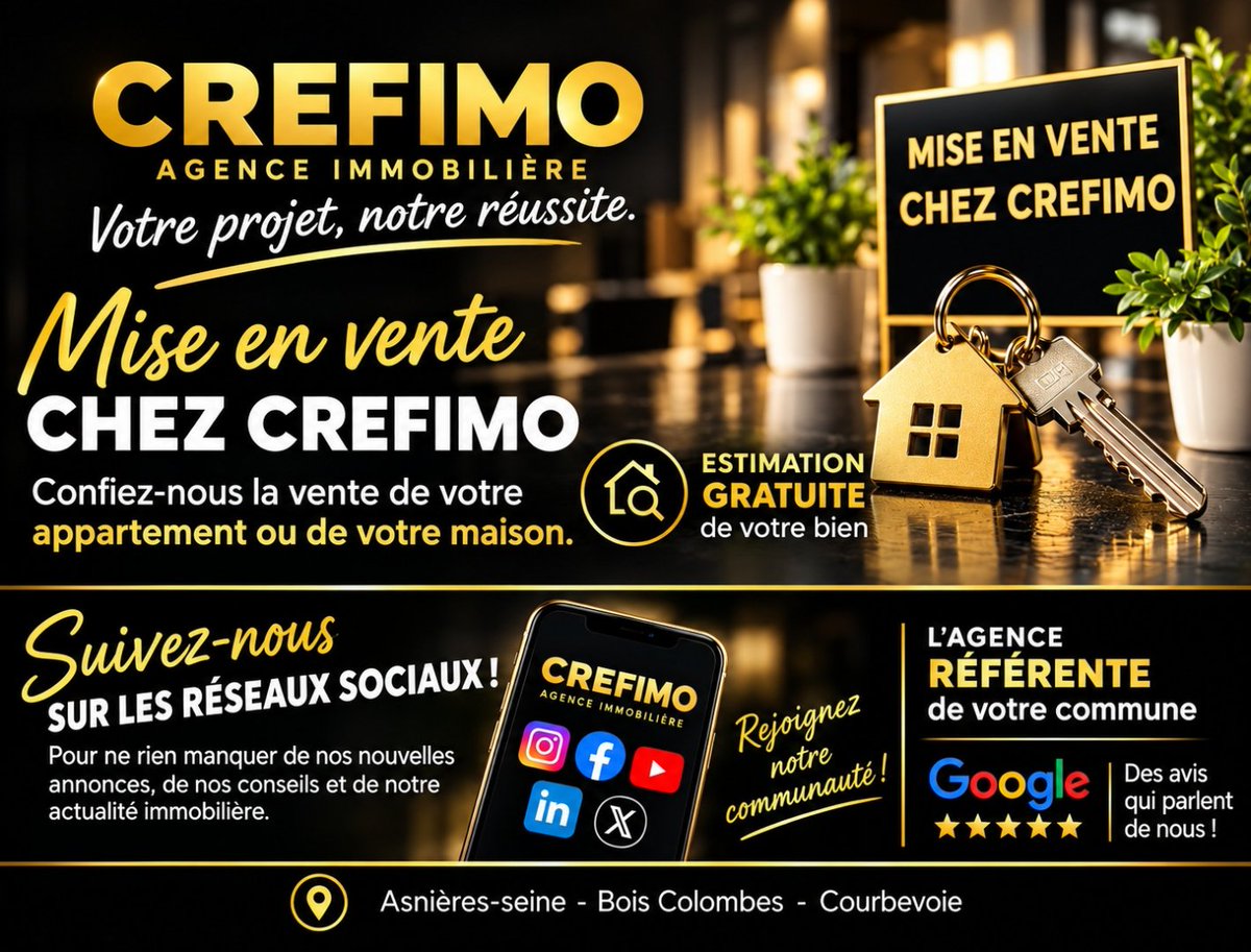 agence_crefimo's tweet photo. 🏡 NOUVEAUTÉ CREFIMO – UN APPARTEMENT FAMILIAL AVEC VUE SUR LA SEINE ! ✨
👉 Découvrez l’annonce complète et les photos sur CREFIMO https://t.co/TzYhtZz39b
📞 01 41 11 44 44
⭐ CREFIMO 
#CREFIMO #AsnieresSurSeine #AppartementAVendre #3Pieces #VueSurLaSeine #Balcon #Immobilier https://t.co/8ixncqZBZh