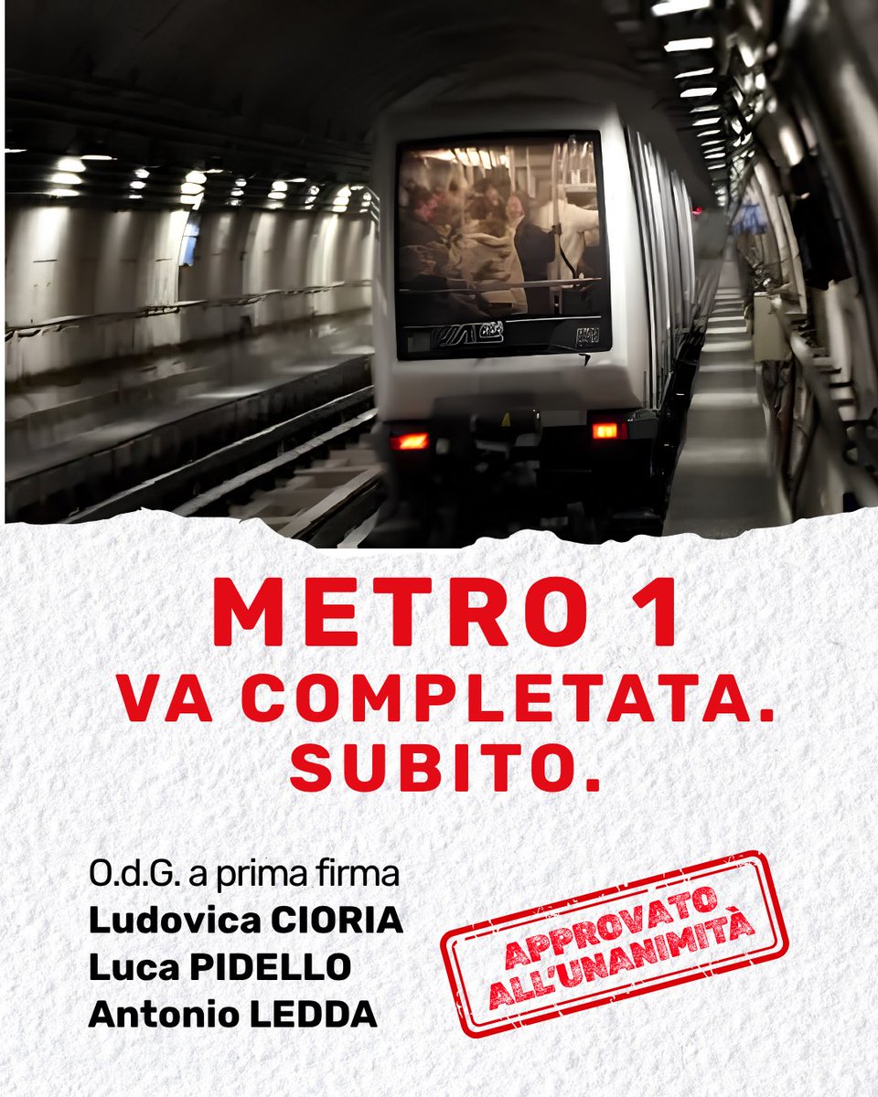 PdComuneTo's tweet photo. La #metro1 non può fermarsi. Il Consiglio comunale ha votato all'unanimità il nostro documento, a prima firma Ludovica Cioria, Luca Pidello, Tony Ledda,  che chiede al Governo di garantire il completamento dell'opera. Sabato 10 ottobre ci vediamo al corteo su corso Francia https://t.co/KHXZ3TZHnS