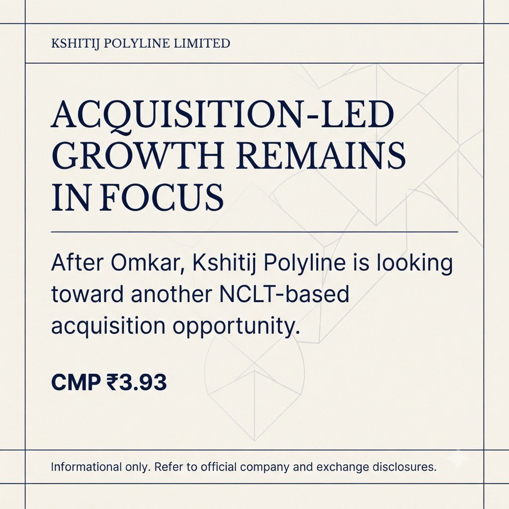 _ShivaM9's tweet photo. Kshitij Polyline CMP ₹3.93 — कुणी म्हणतं "Growth story कुठे आहे?" Omkar acquisition, recycling infrastructure, plastics operations, possible relisting and debt repayment are the key discussion points. #Multibagger_Nse_Stock https://t.co/R9dCusG3yo