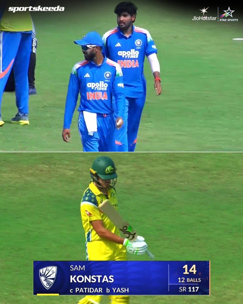 Sportskeeda's tweet photo. 2 wickets in 2 overs for Yash Thakur! ๐ฅ
He gets both Australia A openers โ Mitchell Owen and Sam Konstas! โ๐ฆ๐บ
#Cricket #IndiaA #Sportskeeda https://t.co/khQmk6UYL1