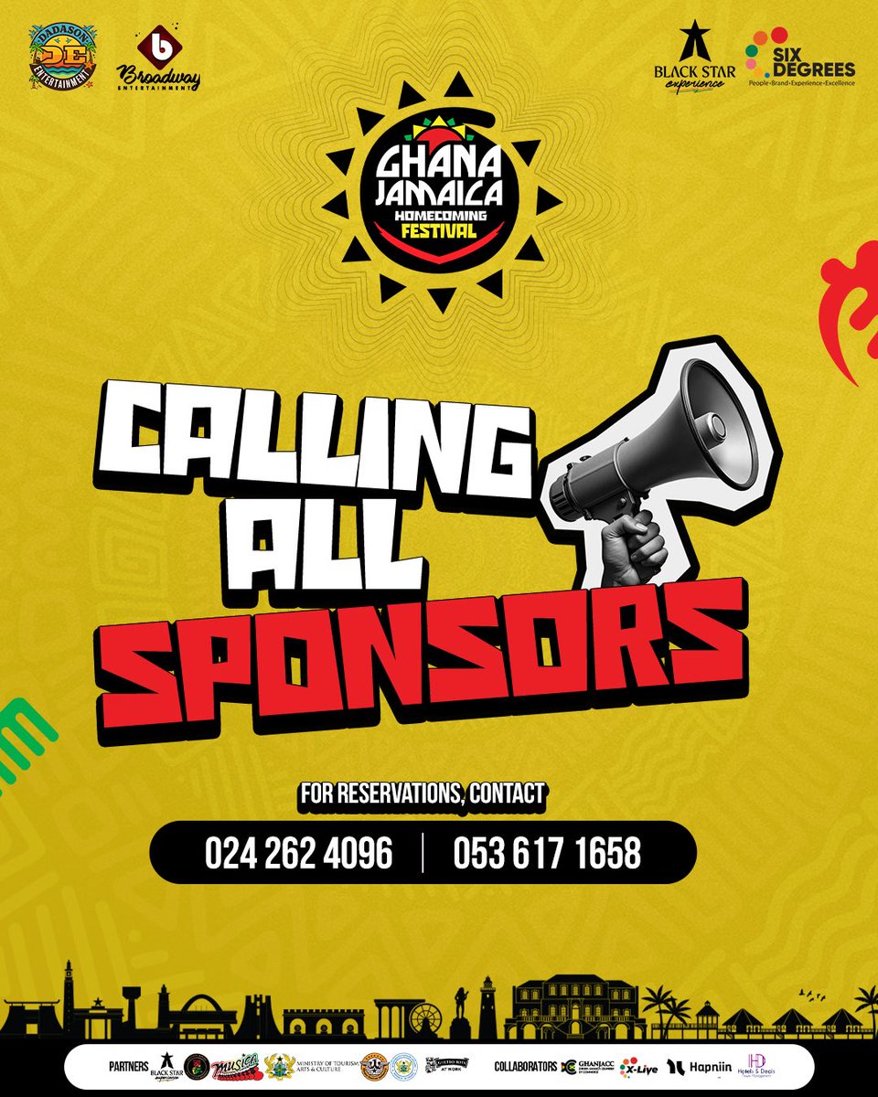 GhanaJamFest's tweet photo. Put your brand at the heart of the Homecoming. 🤝🏾

The Ghana Jamaica Homecoming Festival is calling on brands, organisations and businesses ready to be part of something bigger.

#GhanaJamaicaHomecomingFestival https://t.co/GmL2k6kKh9
