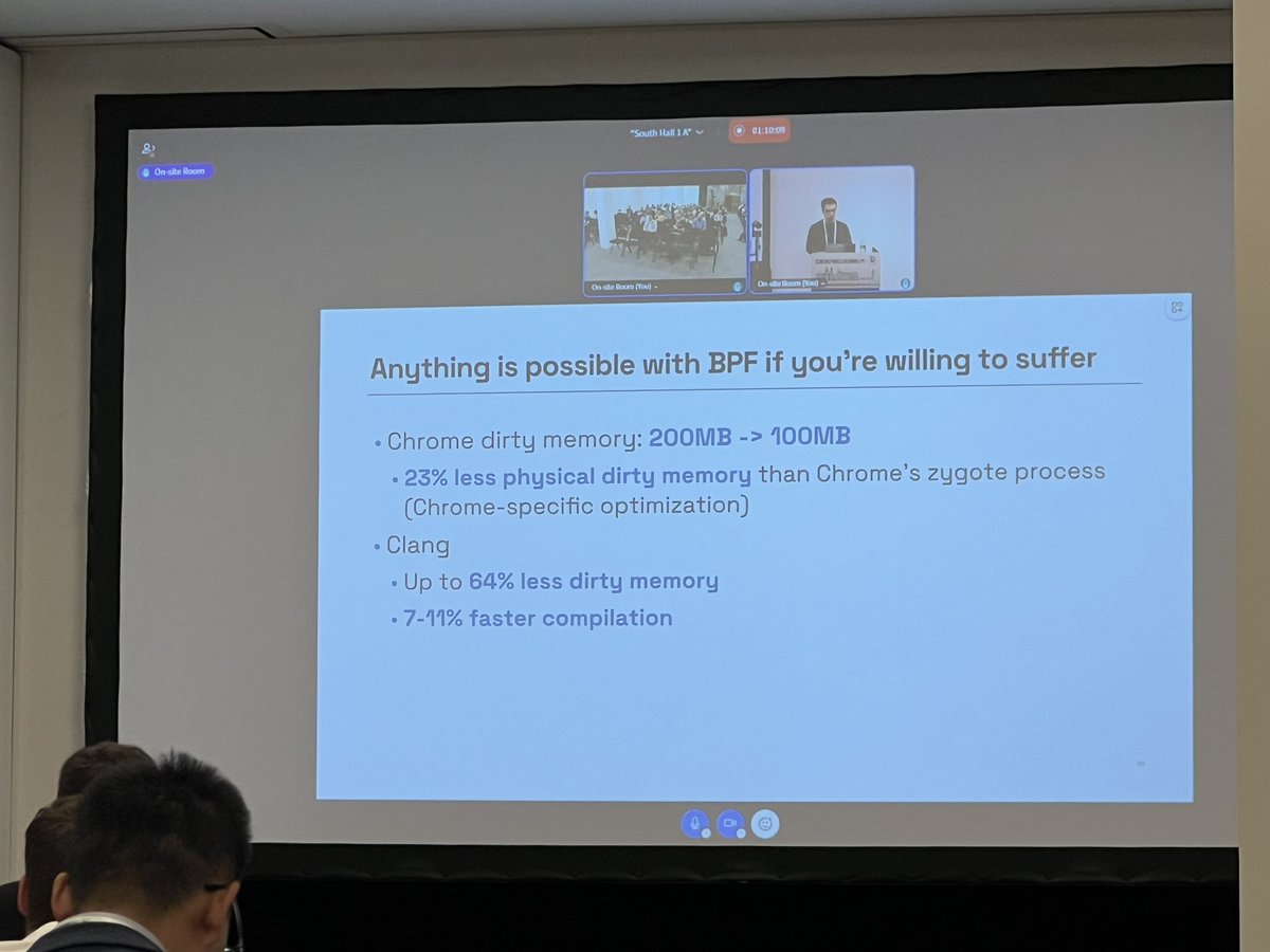 FBorsik's tweet photo. “#bpf_fault: Custom Page Fault Handling with #eBPF” - @talzuss at @linuxplumbers 2026
https://t.co/v6JYdlcwI8
#LinuxPlumbers #OpenSource #Linux #FLOSS #FOSS #LinuxKernel #Kernel #LinuxPlumbers2026 #BPF #latency https://t.co/2w8DO80VXt