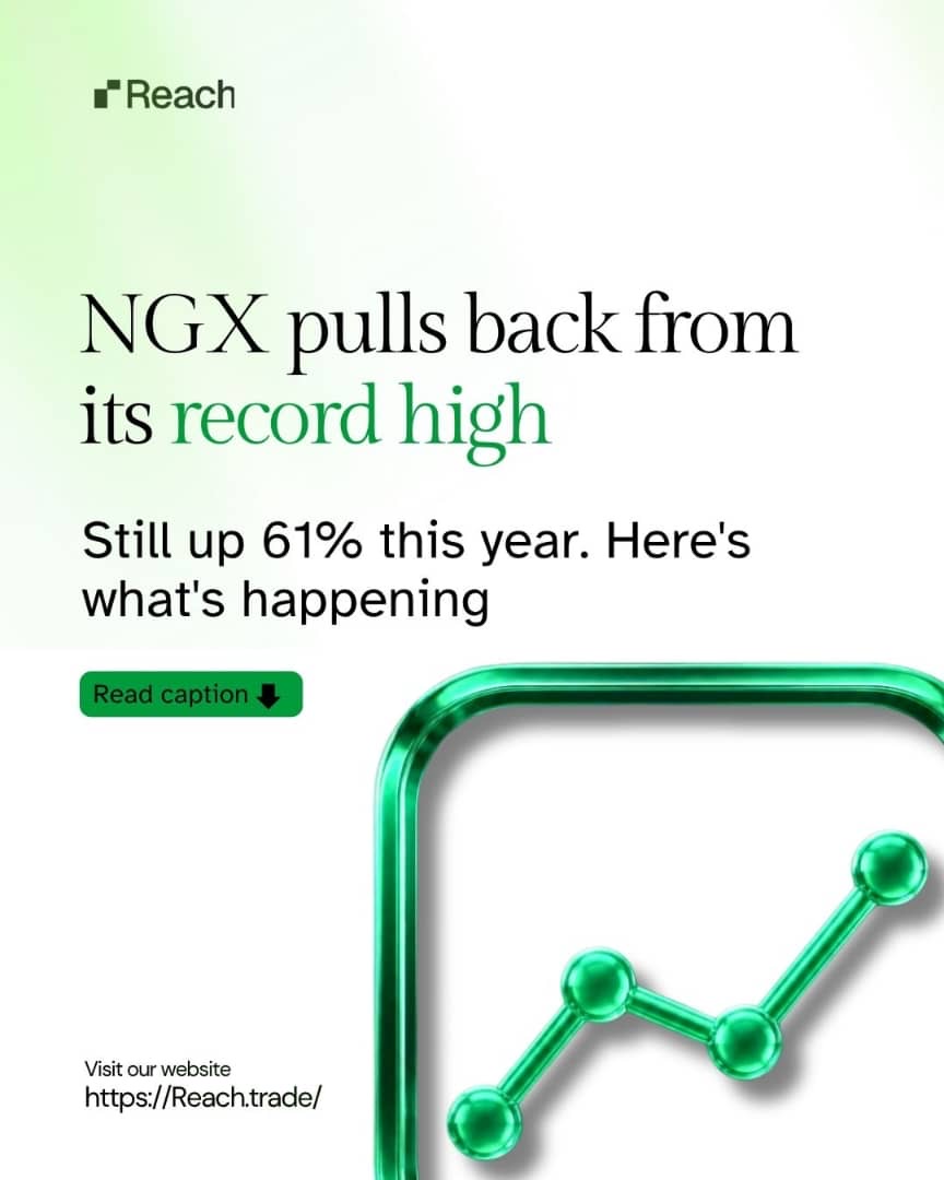 reach_trade's tweet photo. This is what real market movement looks like — record highs, small pullbacks, and a strong trend underneath both.

Educational only, not financial advice.

Sign up — link in bio.

#EmergingMarkets #NGX #NigerianStockExchange https://t.co/a1hQM034tO
