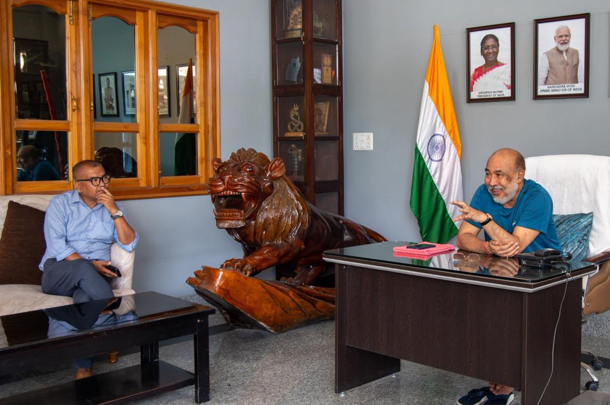 NBirenSingh's tweet photo. Representatives of the Pollivon Private Limited visited me at my residence today.

I appreciate their work in leading smart farming solutions with a focus on processing and production of Kanglayen & mushrooms. Such efforts hold great potential to boost farmers’ incomes, preserve our traditional cuisine & strengthen the state's agri economy.