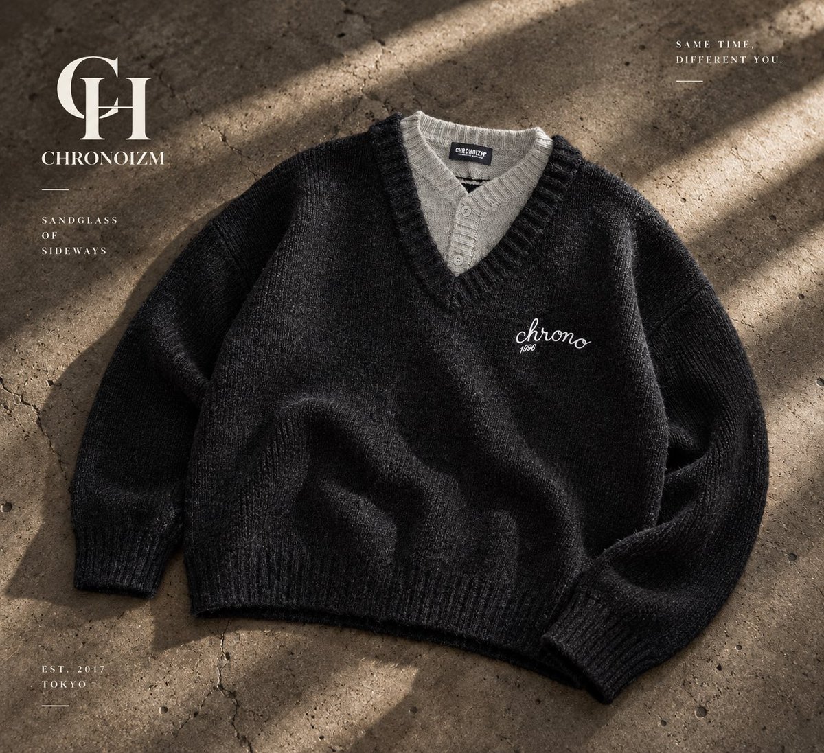 CHRONOIZM_JAPAN's tweet photo. 【2026 Autumn collection】

◽️LAYERED KNIT
↪︎¥23,800

https://t.co/cyr9vSW7a6 https://t.co/butQEUQ4tU