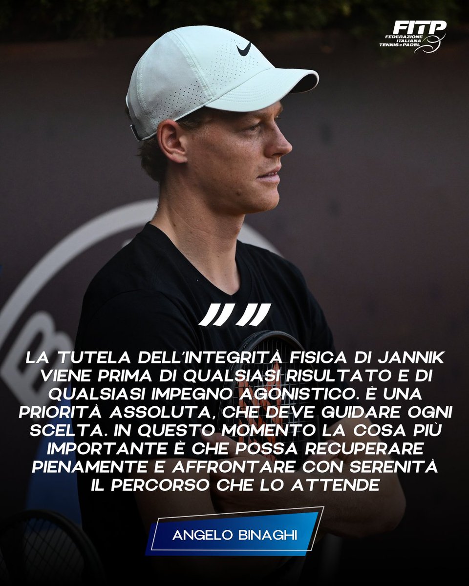 federtennis's tweet photo. «La Federazione sarà al suo fianco, come sempre» 🧡

💬 Il messaggio del Presidente della FITP, Angelo Binaghi, per Jannik Sinner. https://t.co/i8ti4aSoYQ