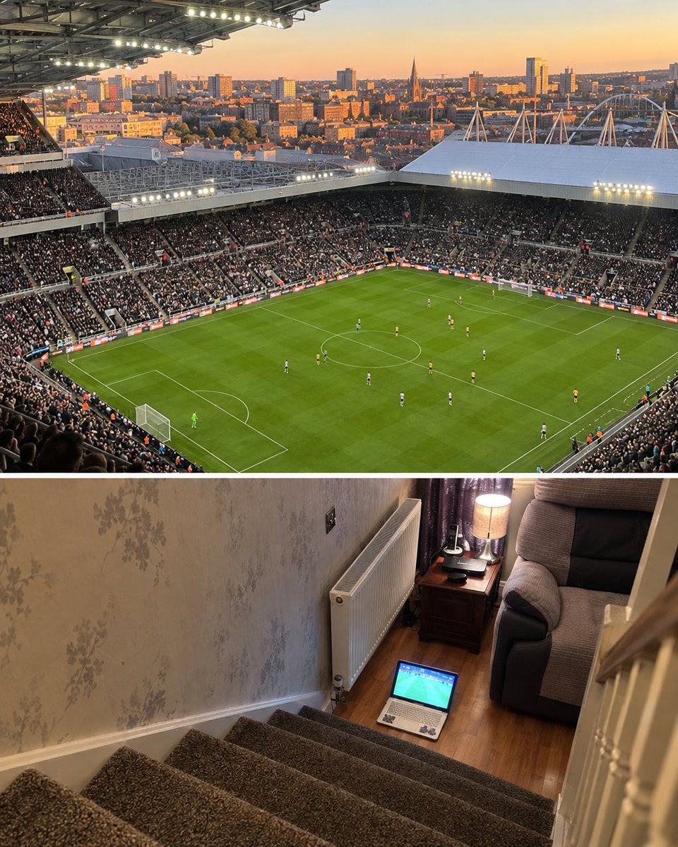 AwayDaysFB's tweet photo. When one Wolves supporter couldn’t get to St James’ Park, he made his own matchday setup at home instead. That’s some commitment—you have to admire the effort! 😂👏 https://t.co/qk0lFCTpTw