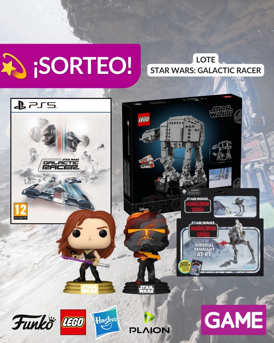 VideojuegosGAME's tweet photo. 🚀 ¡SORTEAMOS un LOTE de STAR WARS para celebrar el lanzamiento de STAR WARS: GALACTIC RACER! El lote incluye el juego en formato físico y merchandising de Funko, LEGO y Hasbro ✨

¿Cómo puedes participar?
🔁 Repostea o cita este post.
👥 Sigue a @VideojuegosGAME y a @PLAION_ES.
💬 Comenta y menciona a un/a amigo/a con #StarWarsGalacticRacerEnGAME.
⏱ Participa hasta las 23:59 del 8 de octubre.

👉 Hazte ya con Star Wars: Galactic Racer en GAME: https://t.co/VBFdk6kAth

Sorteo solo válido para España y mayores de 18 años.

Puedes consultar las bases legales de nuestros sorteos aquí: https://t.co/AKpfrg4vJl