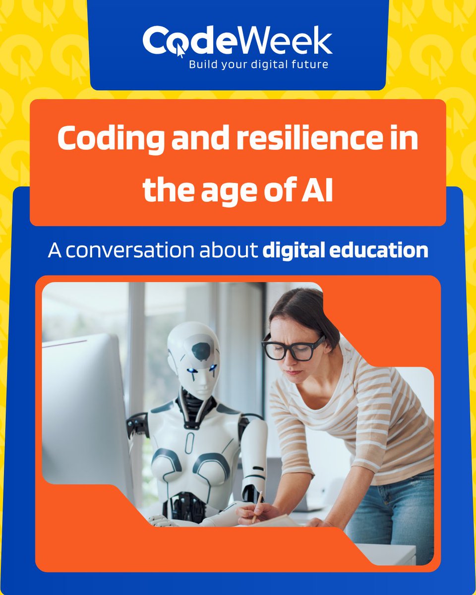 CodeWeekEU's tweet photo. EU Code Week 2026 is almost here! Join the official launch online to explore coding in the age of AI, new Minecraft Education activities, and more. 🚀

📅 12 Oct | 14:00–16:00 CEST
👉 Register: https://t.co/mmtCGnAqNY

#EUCodeWeek https://t.co/PFfXIBiqDb