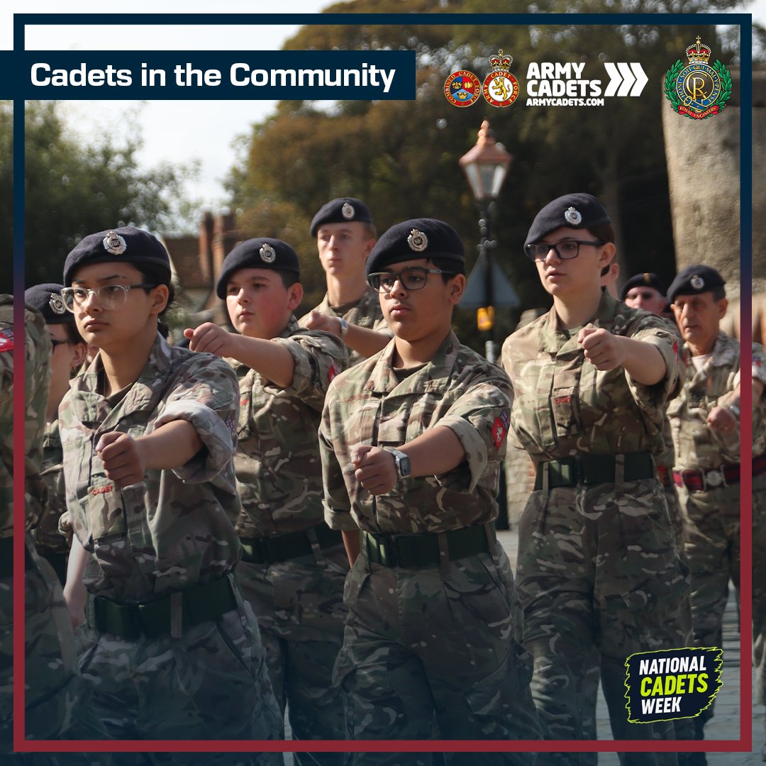Proud_Sappers's tweet photo. The second day of #nationalcadetweek highlights all the incredible things the army cadets do to contribute to communities all over the UK! Recently, cadets attended the Corps Memorial Weekend, providing a very smart part of the march through #rochester high street. #sapperfamily https://t.co/hQU3auyV1V