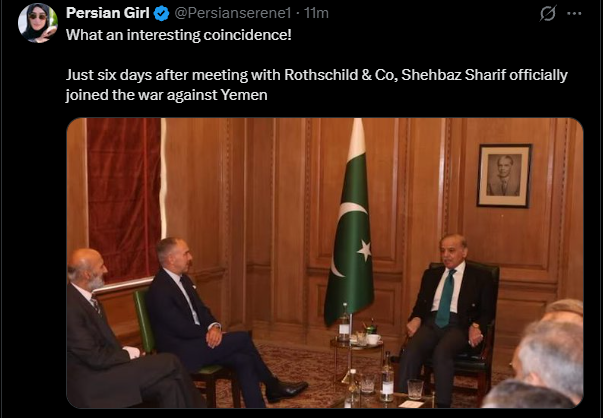 RealWaqarMaliks's tweet photo. شہباز شریف کی اسرائیل کے بانیان سے ملاقات کے محض 6 دن بعد پاکستان باقاعدہ یمن جنگ میں شامل ہوگیا! https://t.co/g4QnUAydEH