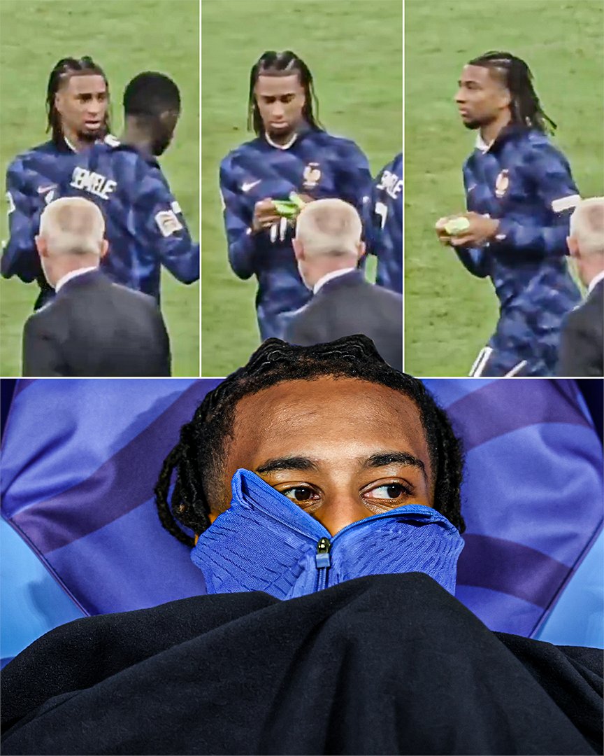 ESPNUK's tweet photo. Michael Olise’s reaction when Dembele handed him the captain’s armband as he came on 😅 https://t.co/EBqPLORw64