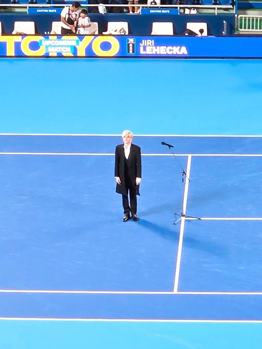 3373now's tweet photo. ジャパンオープンシングルス決勝、テニミュ2代目手塚国光役・城田優OBによる国歌独唱🎙️

#手塚国光誕生祭2026 前夜祭 https://t.co/ixPhGwSGS7