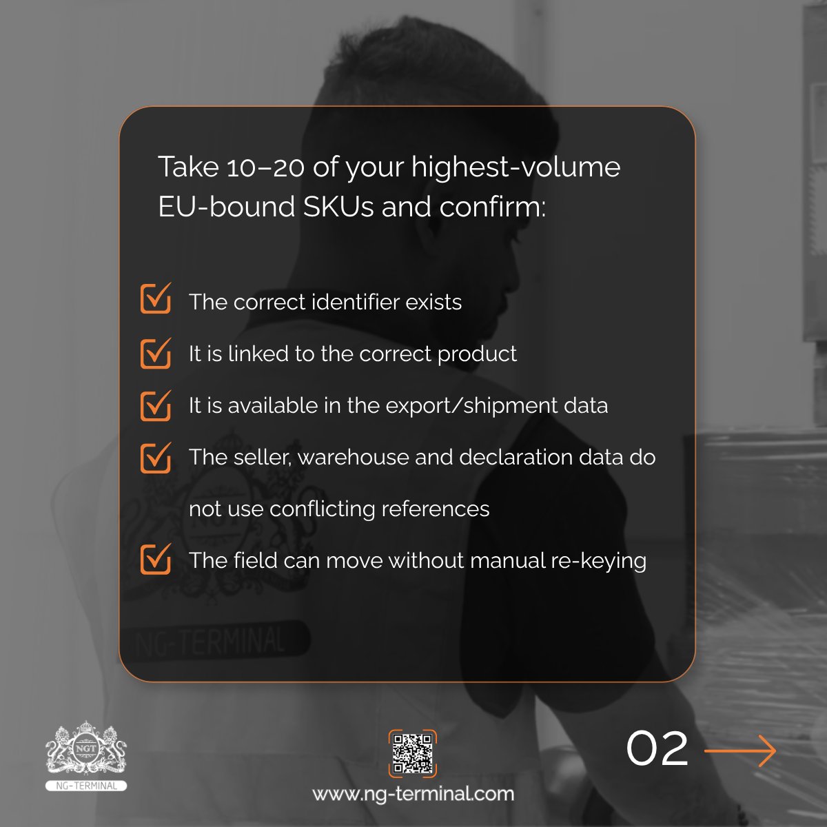 ng_terminal's tweet photo. From 1 Nov, Product Identifiers become mandatory for EU distance-sale imports.

Check 10–20 high-volume SKUs now:
identifier ✓
correct product link ✓
shipment data ✓
no manual re-keying ✓

#EUCustoms #NGTerminal https://t.co/9dxTqHbSBJ