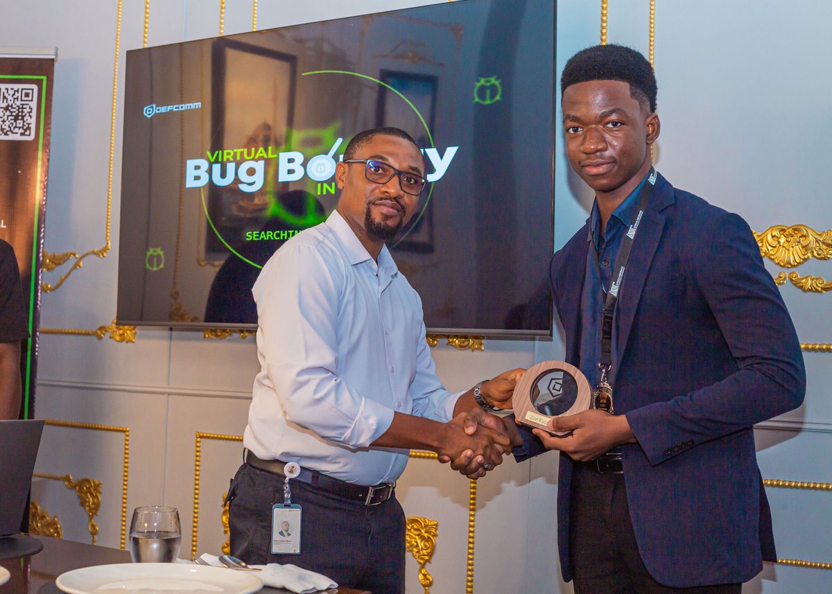 DefcommS's tweet photo. We invited Nigeria’s best hackers to break DefComm. Then we threw them a dinner. 🔐

Earlier this year, DefComm opened its security to independent ethical hackers through our Bug-Bounty Marathon, because strong security gets stronger when challenged. https://t.co/FtFuFFDnyH