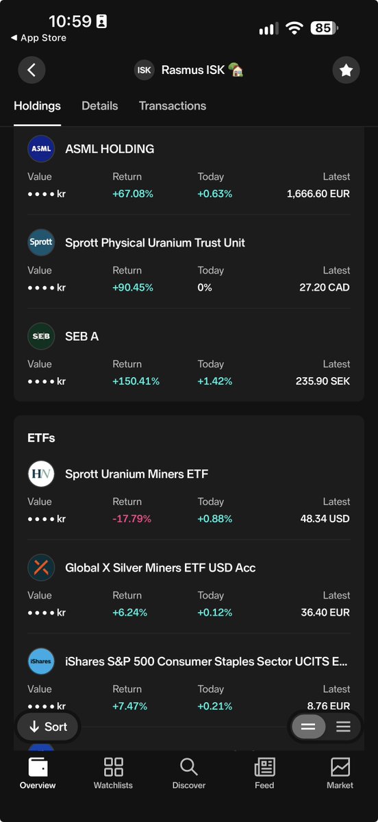 RJarborg's tweet photo. By popular request: your holdings just got easier to navigate 📊

The @Nordnet app now separates your portfolio into Stocks, ETFs, Funds and Other, replacing the old broad split between exchange-traded and funds.

A small change I’ve personally been waiting for! #alwaysbeshipping $SAVE
