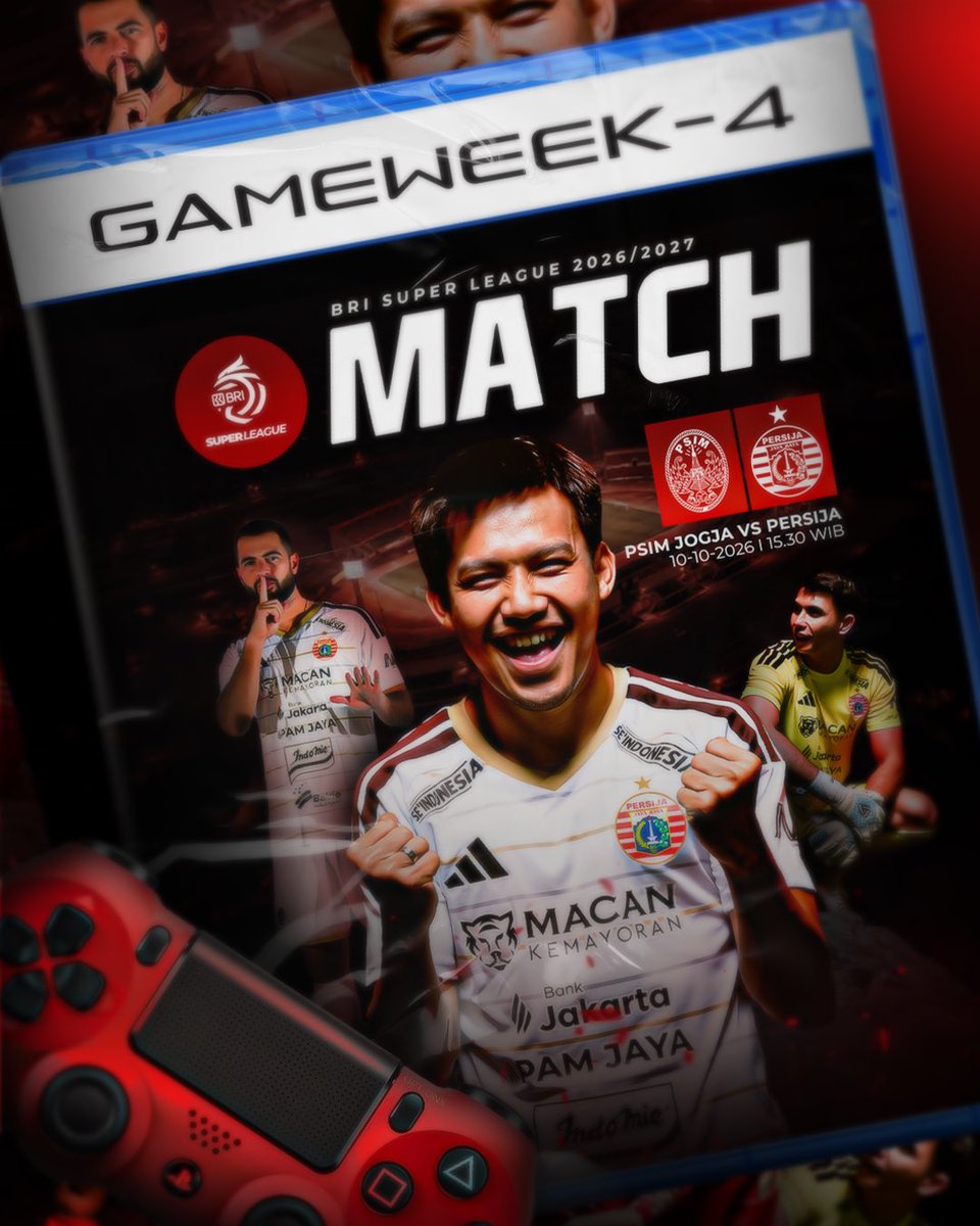 Persija_Jkt's tweet photo. 𝗡𝗘𝗫𝗧 𝗚𝗔𝗠𝗘. 𝗟𝗘𝗧’𝗦 𝗣𝗟𝗔𝗬. 🎮🔥

⚔️ 𝗣𝗦𝗜𝗠 𝗝𝗼𝗴𝗷𝗮 vs 𝗣𝗲𝗿𝘀𝗶𝗷𝗮
📅 10 Oktober 2026
⏰ 15.30 WIB
🏟️ Stadion Sultan Agung Bantul

𝗟𝗲𝘁’𝘀 𝗴𝗼. 𝗠𝗮𝗰𝗮𝗻 𝗿𝗲𝗮𝗱𝘆!

#BRISuperLeague #Persija https://t.co/8ExE36bkBM