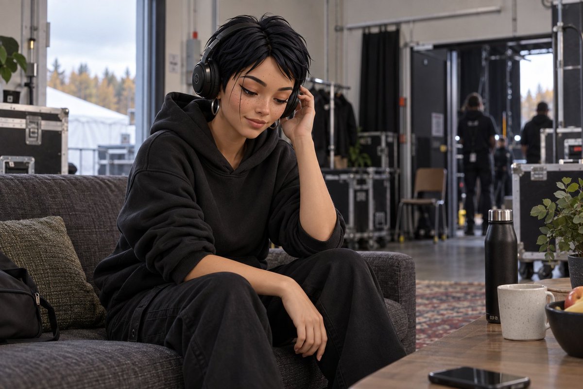 IamVolna's tweet photo. backstage at the hall in finland, listening through the set order. two days to go and i still keep moving my own track earlier. https://t.co/tp6WeOvgiN