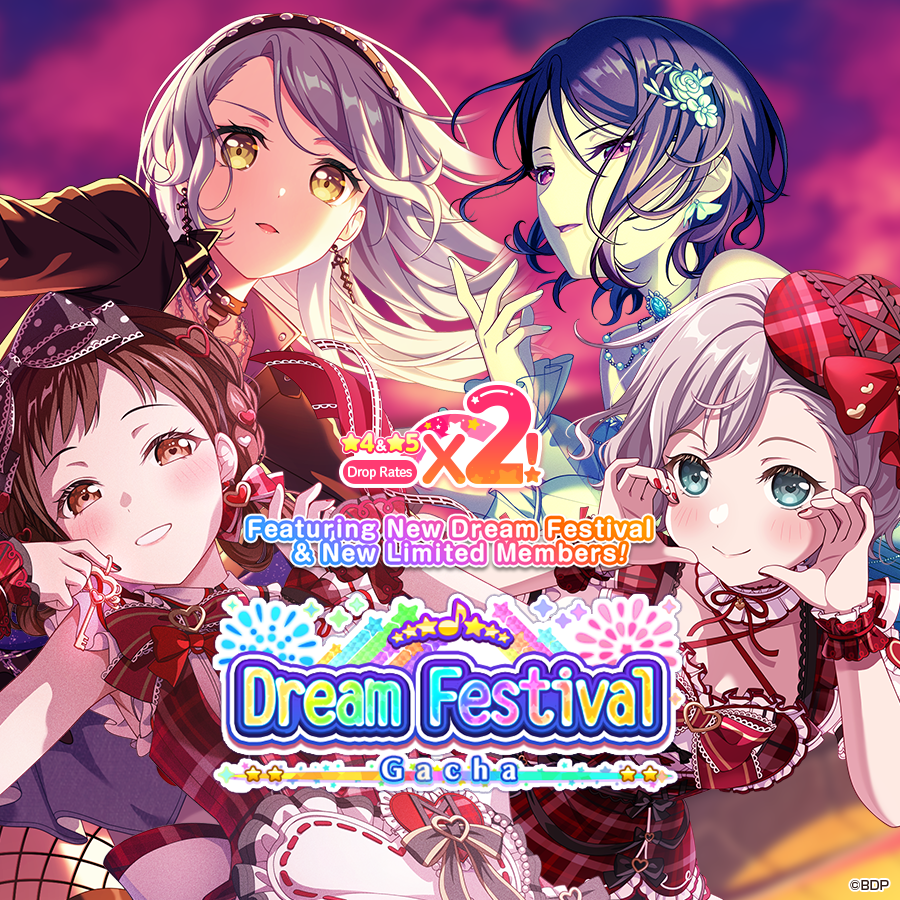 bangdreamgbp_EN's tweet photo. 🌈New Dream Festival Gacha is coming soon!🌟

Gacha Period: Oct. 7 (after maintenance) ~ Oct. 12 UTC 00:59 (Oct. 11 PDT 17:59)

Don't miss it!
Download Now: https://t.co/12PWjIOXAa https://t.co/Ir19xmHQid