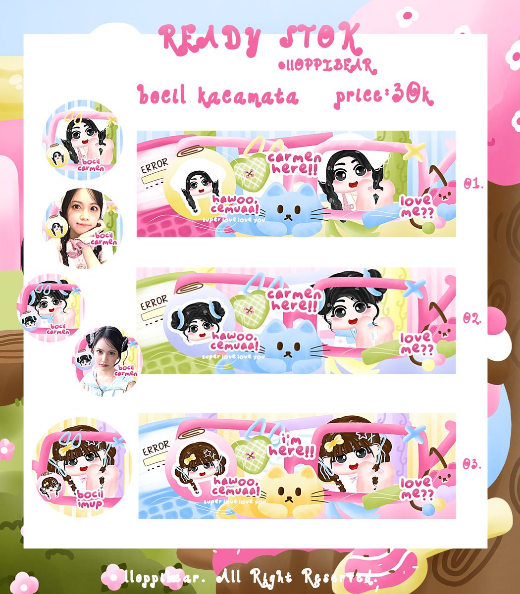 llOPPIBEAR's tweet photo. awoo, bantu repost iaa. gomawooo!!

rayaa punya rs bocil kacamata carmen &amp; chibi imupp nih, bisa langsung di take sekarang >< bisa resize wabis &amp; qr deco yaaa yeayy!! 

price 30k, free retext 
bisa take bundle, price 75k

maaaaciii banyak, kajjaa jajankk!!

#bealanja https://t.co/ZFsfbwSW07