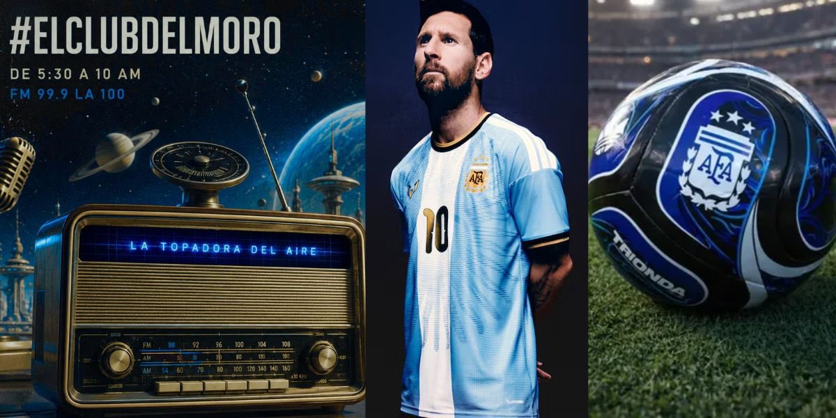 fercarlos75's tweet photo. MARTES 6 DE OCTUBRE 📻 #ElClubDelMoro de *5 a 10*. Hoy regalamos CAMISETAS DE LA DESPEDIDA DE MESSI Y LAS TRIONDAS AZULES 🇦🇷🐐⚽  + ÓRDENES DE COMPRA Y CENAS.  #ElClubDelMoro en FM99.9  @la100fm La 💯 YouTube: https://t.co/fSIlvUL2PU https://t.co/Tw7WRuU4em