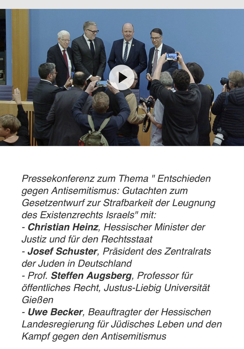 itsuwe's tweet photo. Antisemitismus
Vorstellung des Gutachtens

Gestern haben wir das Gutachten zum Gesetzentwurf zur Strafbarkeit der Leugnung des Existenzrechts Israels vorgestellt.

https://t.co/MazVIzPQCD https://t.co/vnhMtE6qhq