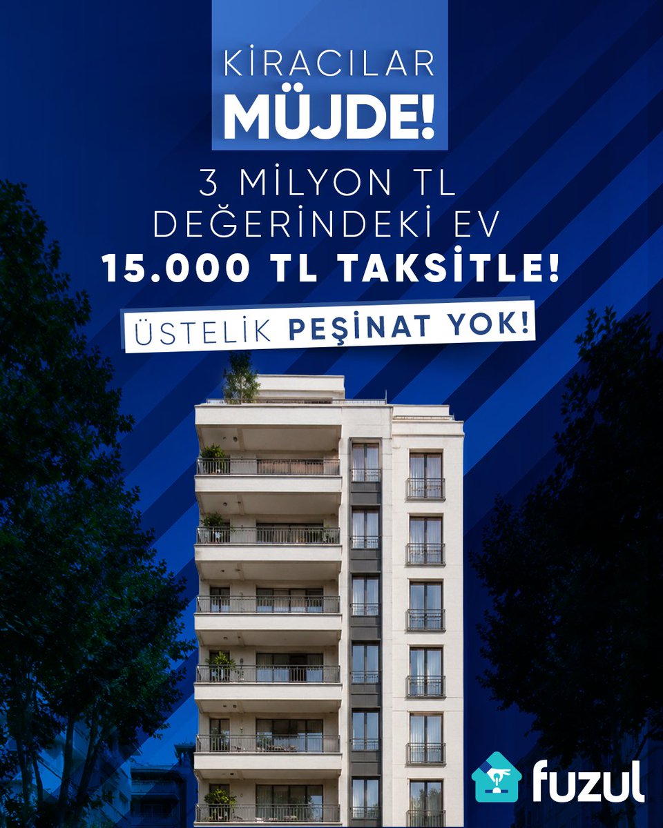 Fuzulev's tweet photo. Fuzul Ev İle Faizsiz, Peşinatsız Ev Sahibi Olma Fırsatını Keşfedin! Size Uygun Ödeme Planını Öğrenmek İçin Formu Doldurun, Sizi Arayalım.