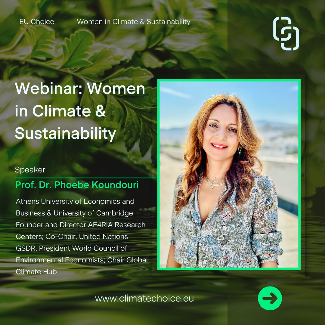 ClimatechoiceEU's tweet photo. 🌍 𝑾𝒉𝒂𝒕 𝒅𝒐𝒆𝒔 𝒊𝒕 𝒕𝒂𝒌𝒆 𝒕𝒐 𝒃𝒖𝒊𝒍𝒅 𝒂 𝒄𝒂𝒓𝒆𝒆𝒓 𝒂𝒏𝒅 𝒄𝒓𝒆𝒂𝒕𝒆 𝒊𝒎𝒑𝒂𝒄𝒕 𝒊𝒏 𝒄𝒍𝒊𝒎𝒂𝒕𝒆 𝒂𝒏𝒅 𝒔𝒖𝒔𝒕𝒂𝒊𝒏𝒂𝒃𝒊𝒍𝒊𝒕𝒚?

Join us for an inspiring CHOICE webinar exploring women’s professional journeys in climate and sustainability research, combining scientific perspectives with personal experiences and lessons learned along the way. 

🎙️ Speakers:
🔹 Professor Dr. Phoebe Koundouri. | Athena Research Center / Sustainable Development Unit. AE4RIA - ATHENA RC
🔹 Angela Magno Malagón | BIOAZUL
🔹 Mirjana Sakradzija | Ludwig-Maximilians-Universität München

📅 15 𝐎𝐜𝐭𝐨𝐛𝐞𝐫 2026
🕥 10:30–11:45 𝐂𝐄𝐒𝐓
💻 𝐎𝐧𝐥𝐢𝐧𝐞 | 𝐅𝐫𝐞𝐞 𝐩𝐚𝐫𝐭𝐢𝐜𝐢𝐩𝐚𝐭𝐢𝐨𝐧

✨ 𝘊𝘰𝘮𝘦 𝘧𝘰𝘳 𝘵𝘩𝘦 𝘴𝘤𝘪𝘦𝘯𝘤𝘦. 𝘚𝘵𝘢𝘺 𝘧𝘰𝘳 𝘵𝘩𝘦 𝘴𝘵𝘰𝘳𝘪𝘦𝘴.

👉 𝐑𝐞𝐠𝐢𝐬𝐭𝐞𝐫 𝐡𝐞𝐫𝐞: https://t.co/ey3DRNgaed

👉 𝐑𝐞𝐚𝐝 𝐦𝐨𝐫𝐞: https://t.co/aZHcrvsE3Z

#CHOICE #WomenInScience #ClimateResearch #Sustainability #ClimateAction #ClimateLeadership #ClimateChoice