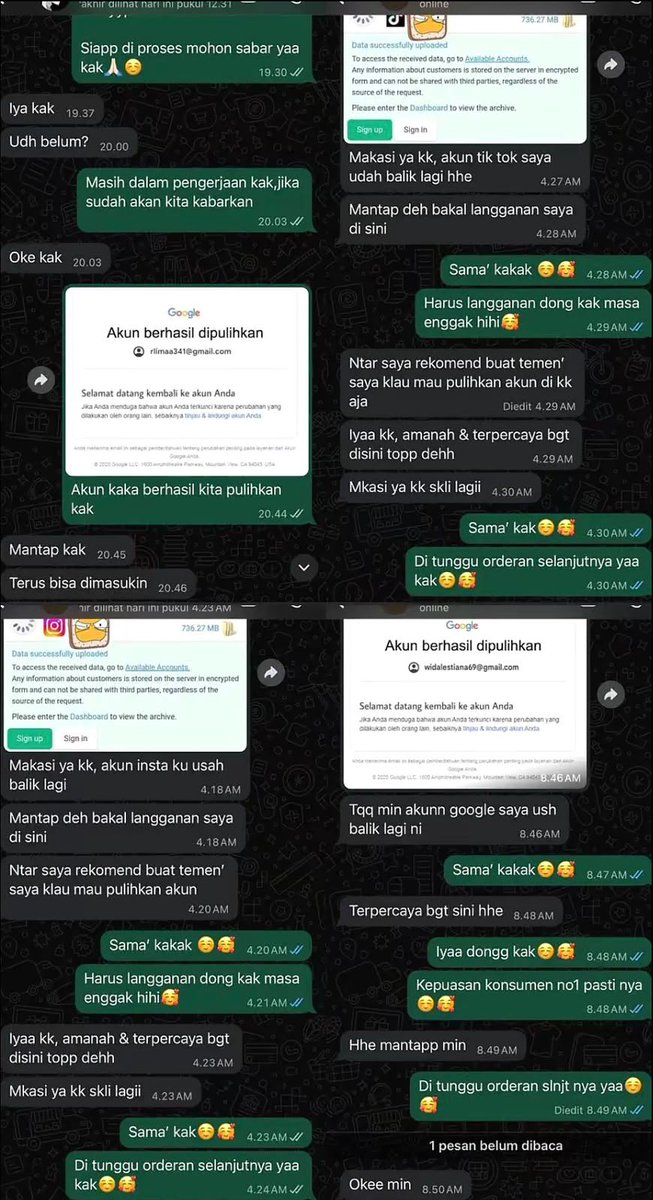 duavcu's tweet photo. Menyediakan Jasa Pemulihan Akun, Hack Akun, Hapus Akun, Sadap WhatsApp &amp; Lacak Lokasi | Instagram | Facebook | Tiktok | Tele &amp; Lainnya✨

= Akun Terhalang Kode login / A2f
= Akun Terkunci / Di Hack
= Akun Yang di Tangguhkan / Akun Terblokir

Trusted &amp; Full Testi | Wa Di Bio Aku🫶🏻 https://t.co/zcTEW2Klae