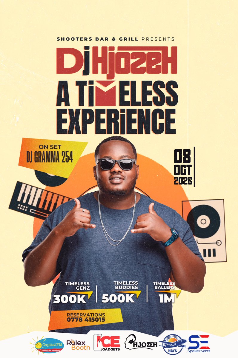 eddiespikaagaba's tweet photo. THE COUNTDOWN IS ON!
#TheTimelessExperience is calling!
Join us this Thursday 8th October @ShootersBar_Mbr for a night of class, great music and timeless memories with a lit lineup of DJsZ
Don't just hear about it, BE PART OF IT! https://t.co/JZq3RMJP7M