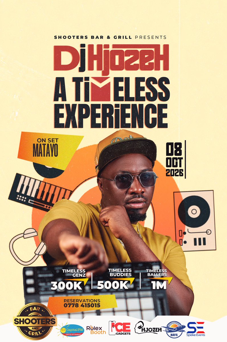 eddiespikaagaba's tweet photo. THE COUNTDOWN IS ON!
#TheTimelessExperience is calling!
Join us this Thursday 8th October @ShootersBar_Mbr for a night of class, great music and timeless memories with a lit lineup of DJsZ
Don't just hear about it, BE PART OF IT! https://t.co/JZq3RMJP7M