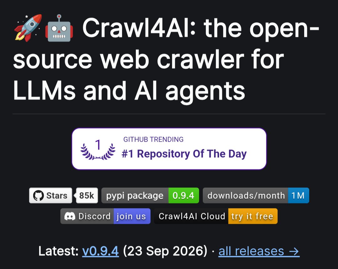 DivyanshT91162's tweet photo. 10 GITHUB REPOS THAT MAKE WEB SCRAPING LOOK ILLEGAL.

1. Crawlee — build serious web crawlers with ease.
   Handle browser automation, proxies, retries, queues and large-scale scraping workflows.

https://t.co/H18rK9fETH

2. Scrapy — the classic scraping powerhouse.
   Build fast, scalable crawlers that can extract structured data from thousands of pages.

https://t.co/dYU5UOfxJ9

3. Playwright — scrape websites like a real browser.
   Perfect for JavaScript-heavy sites where simple HTTP requests aren't enough.

https://t.co/nFgIKuQC7M

4. Beautiful Soup — the beginner-friendly HTML weapon.
   Parse web pages and pull out the exact data you need with surprisingly little code.

https://t.co/MCHw8d9wt6

5. Firecrawl — turn websites into AI-ready data.
   Crawl pages and convert messy web content into clean Markdown and structured information.

https://t.co/onZ9Vi2dsn

6. Crawl4AI — open-source crawling built for LLMs.
   Turn websites into clean, structured content that can directly feed AI pipelines and RAG systems.

https://t.co/NiBk4Rak8O

7. ScrapeGraphAI — scraping with LLMs.
   Describe what data you want in natural language and let AI build the extraction pipeline.

https://t.co/mUoHg20frD

8. Colly — blazing-fast Go web scraping.
   A lightweight crawler framework for developers who want speed and concurrency.

https://t.co/rBWQX4RSuq

9. trafilatura — extract the useful stuff from web pages.
   Pull clean main text and metadata from noisy websites without keeping all the junk.

https://t.co/lzMUYlqA1M

10. Newspaper4k — extract articles automatically.
    Give it a news URL and extract useful article content, metadata and related information.

https://t.co/f4GKJvzCid

All are open-source.

Bookmark this. The web is full of data — you just need the right scraper.