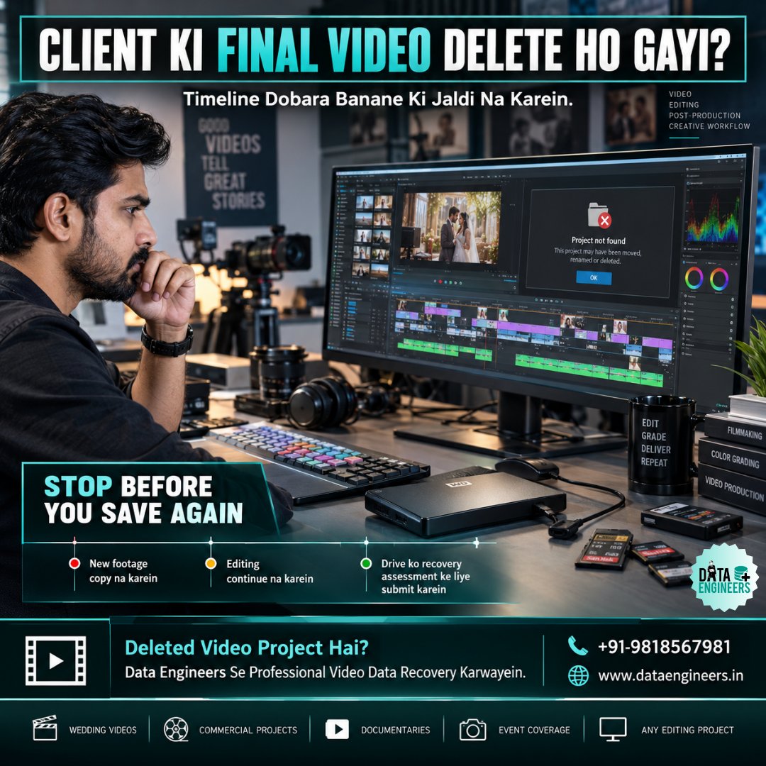 data_engineers's tweet photo. Deleted video project hai? Drive ko overwrite hone se bachayein.
๐ +91-981-856-7981
๐ https://t.co/QAaPwZmt7R
#VideoDataRecovery #VideoRecovery #DeletedVideoRecovery #VideoFileRecovery #DataRecovery #FileRecovery #WeddingVideoRecovery #VideoProjectRecovery https://t.co/kezP637Dfq