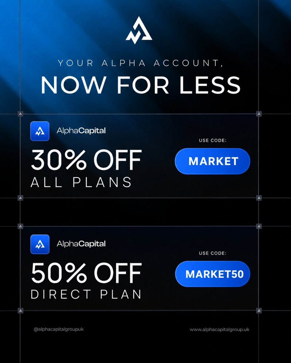 IsahMarket's tweet photo. 🚨 ALPHA CAPITAL DISCOUNT IS LIVE! 🚨
Get 30% OFF all plans with code MARKET 🔥
And 50% OFF Direct Plan with code MARKET50 💙
Start your journey with Alpha Capital today. 📈
🔗 https://t.co/Je6EzlVceV⁠� https://t.co/hjVmAwcU9n