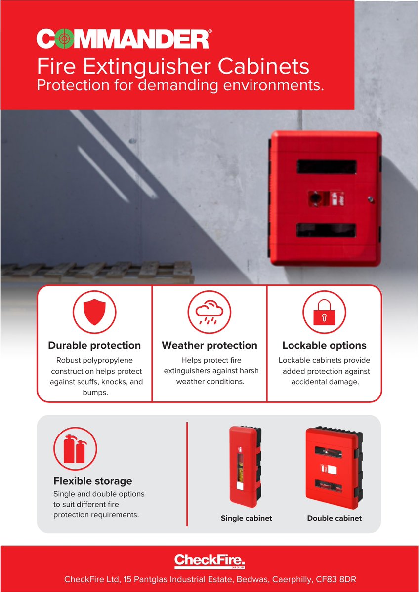 CheckFire_Ltd's tweet photo. ❄️ Winter preparation doesn’t stop at choosing the right fire extinguisher.

Commander Cabinets provide durable, secure storage, protecting extinguishers from harsh weather, knocks and damage.

➡️ Explore the range: https://t.co/mQQusgLNWf

#CheckFire #Commander #WinterFireSafety https://t.co/vbewHOQKyY