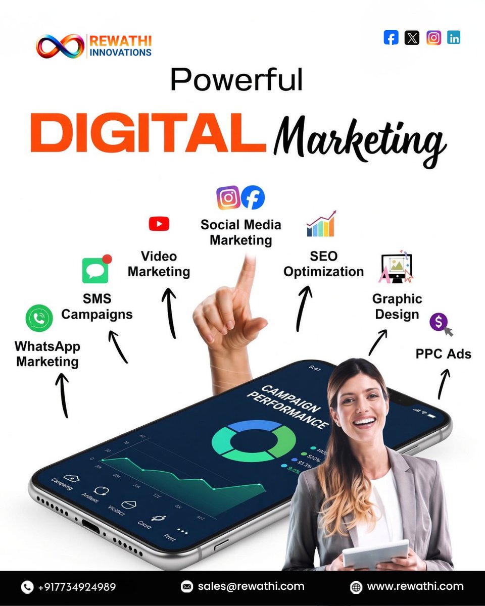 RewathiIT's tweet photo. Grow smarter. Market better. Win bigger.

From Social Media &amp; Video Marketing to SEO, SMS, WhatsApp, Design &amp; PPC

We power your digital growth.
📲 +91 77349 24989

#DigitalMarketing #BusinessGrowth #SEO #PPC #RewathiInnovations https://t.co/4tksejMqlM
