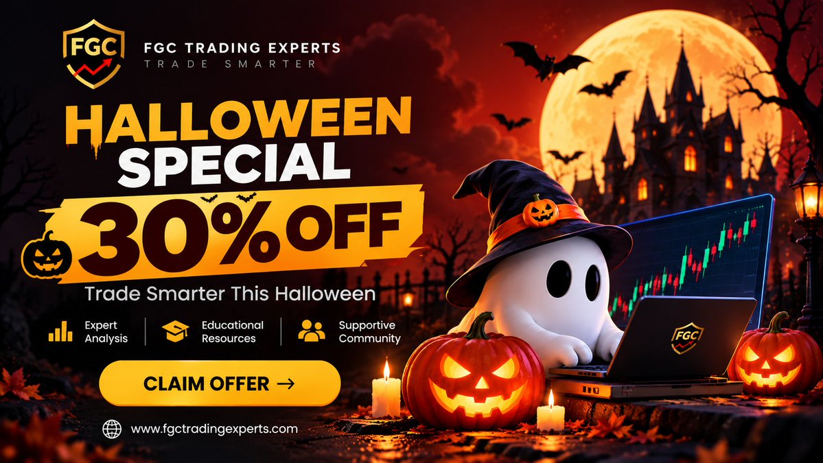 FGCTradingv3x's tweet photo. 🎃 Trade smarter this Halloween with FGC Trading Experts!
Get 30% OFF and take your trading journey to the next level with expert analysis, educational resources, and a supportive trading community.

Visit: https://t.co/CbQXqwhNUs

#HalloweenOffer #Trading #Forex #Halloween2026 https://t.co/xLu0rH4s10