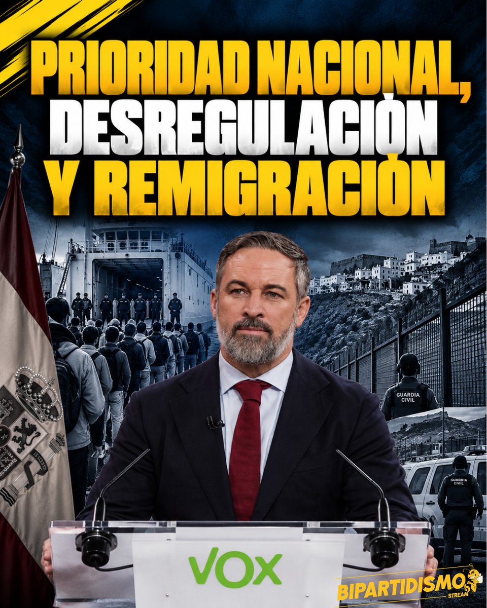 Bipartidismo_'s tweet photo. 🔴 Prioridad nacional, desregulación y remigración: los ejes de las propuestas de VOX para hacer frente a los problemas reales que padece España.

https://t.co/yicu2NhI4F https://t.co/z3rVBeuloC
