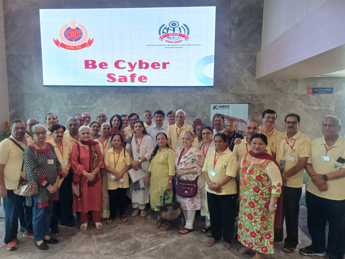 DCP_IFSO's tweet photo. Stay safe online: empower our seniors

#IFSO recently hosted a Cyber Crime Awareness Program at Amrix Hospital in Dwarka Sector-19, Delhi, with 100 senior citizens eager to learn about online safety. The session highlighted common cyber frauds and essential preventive measures. https://t.co/6f3ZezpYb5