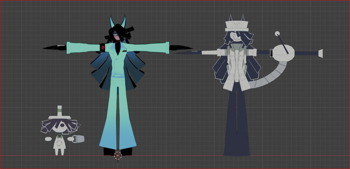 themaskbutler's tweet photo. Silly poses for the silly broomire trio

#latenighturbanlegends #fpe #3D #funny #blender #vrchat #art #cute #silly https://t.co/YtW3WDubi6