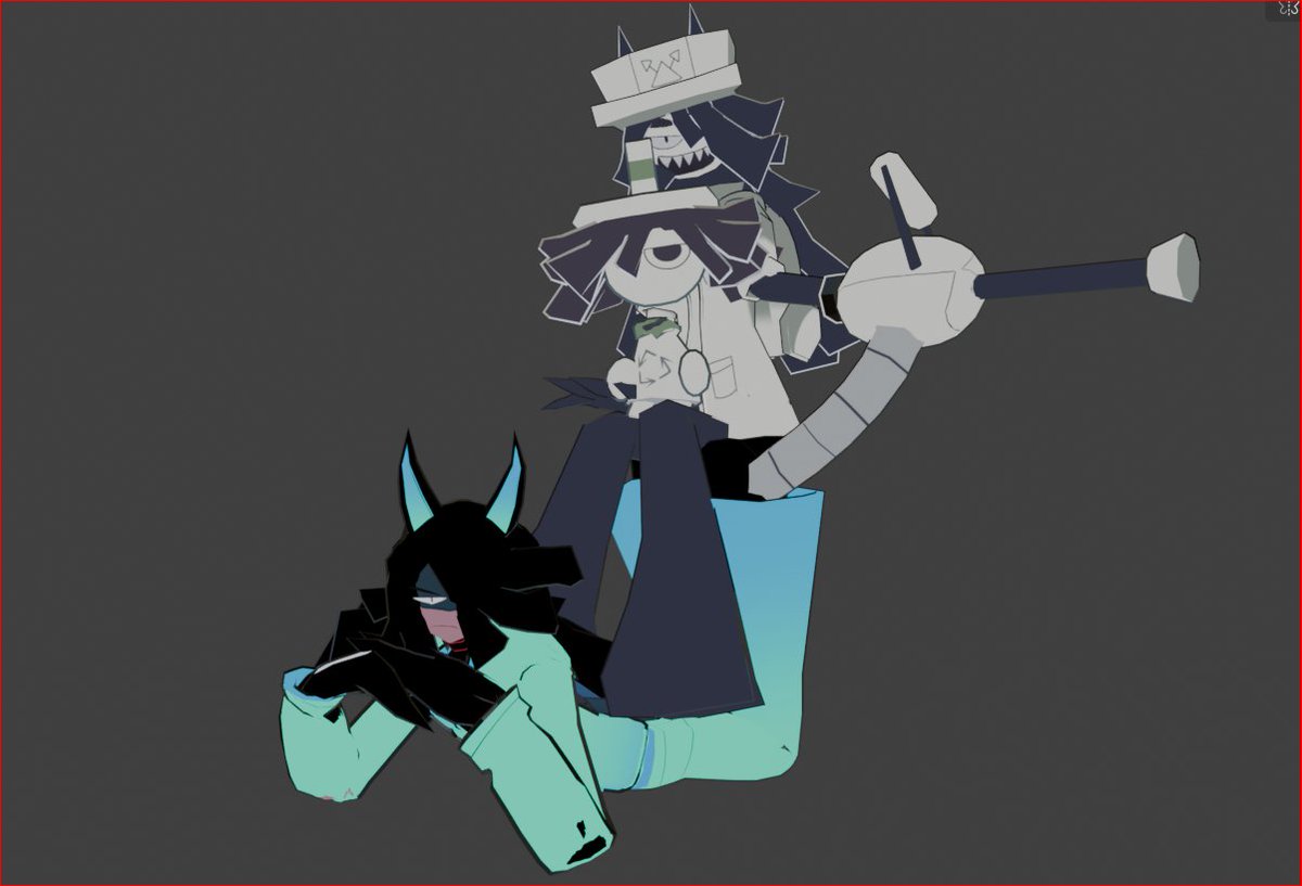 themaskbutler's tweet photo. Silly poses for the silly broomire trio

#latenighturbanlegends #fpe #3D #funny #blender #vrchat #art #cute #silly https://t.co/YtW3WDubi6