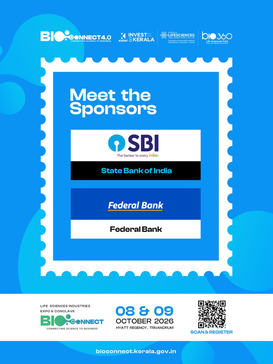 invest_kerala's tweet photo. Powering The Future of Life Sciences. 🧬
Meet the sponsors supporting BIOCONNECT 4.0 and helping bring the ecosystem together under one roof.
#BIOCONNECT4.0 #OurSponsors #LifeSciences #Keralam #Innovation #Biotechnology #Healthcare #Partnerships #KSIDCWorks #GoBeyond https://t.co/3fmDRm9Uw3