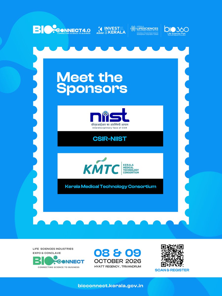 invest_kerala's tweet photo. Powering The Future of Life Sciences. 🧬
Meet the sponsors supporting BIOCONNECT 4.0 and helping bring the ecosystem together under one roof.
#BIOCONNECT4.0 #OurSponsors #LifeSciences #Keralam #Innovation #Biotechnology #Healthcare #Partnerships #KSIDCWorks #GoBeyond https://t.co/MbFfkCX4jl