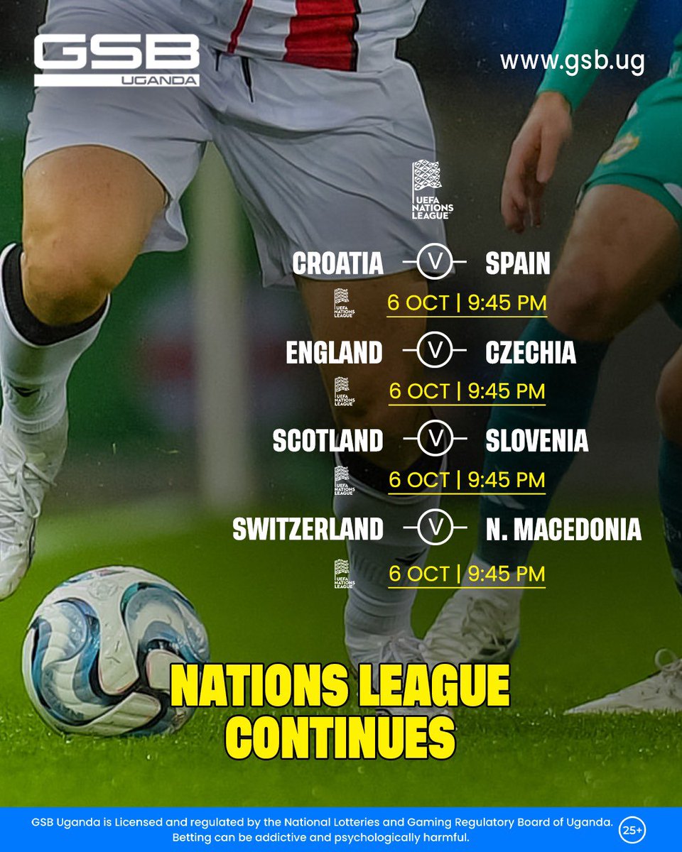 RFavour4's tweet photo. Spain tops group 3 with 9 points as England sit 2nd with 6 points. Both to Win at Halftime makes Odd 2.10 @GSB_Uganda.
Click https://t.co/W7hPug0Iwt to Play Now and Enjoy your Moment Promo code #Favour #GSBMoments https://t.co/u4tQpgKKpq