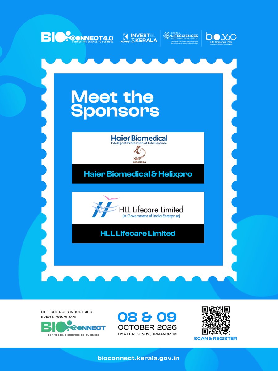 invest_kerala's tweet photo. Powering The Future of Life Sciences. 🧬
Meet the sponsors supporting BIOCONNECT 4.0 and helping bring the ecosystem together under one roof.
#BIOCONNECT4.0 #OurSponsors #LifeSciences #Keralam #Innovation #Biotechnology #Healthcare #Partnerships #KSIDCWorks #GoBeyond https://t.co/nFAtZ1Uy4m
