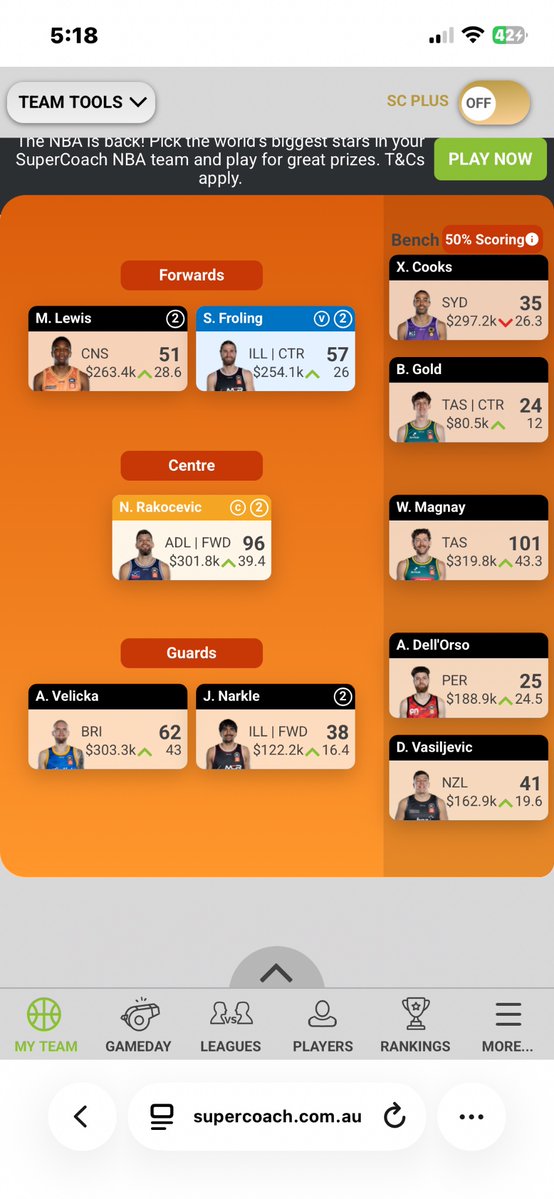 Supercoachlover's tweet photo. @Walshly_News @NBL Why not trade Bryce out. Also what do you think about my team with these trades. Anything you would do differently. https://t.co/GFor7s3rVe