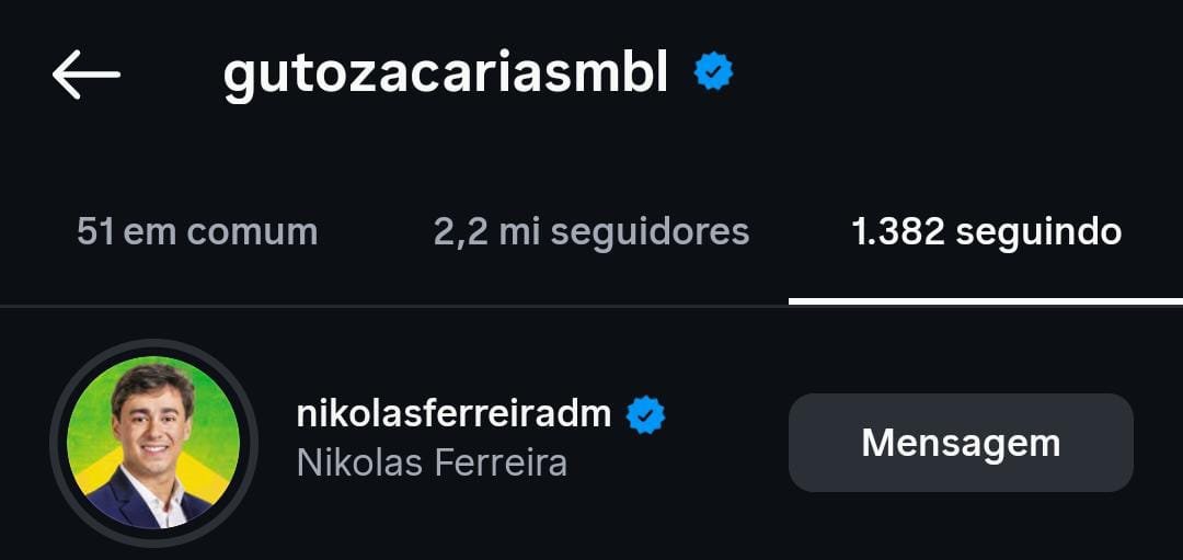 antinomlenda's tweet photo. É oficial

Guto Zacarias começou a puxar saco do Nikolas Ferreira.

Espero que o Nikolas o ignore completamente. https://t.co/og6B77wWxY