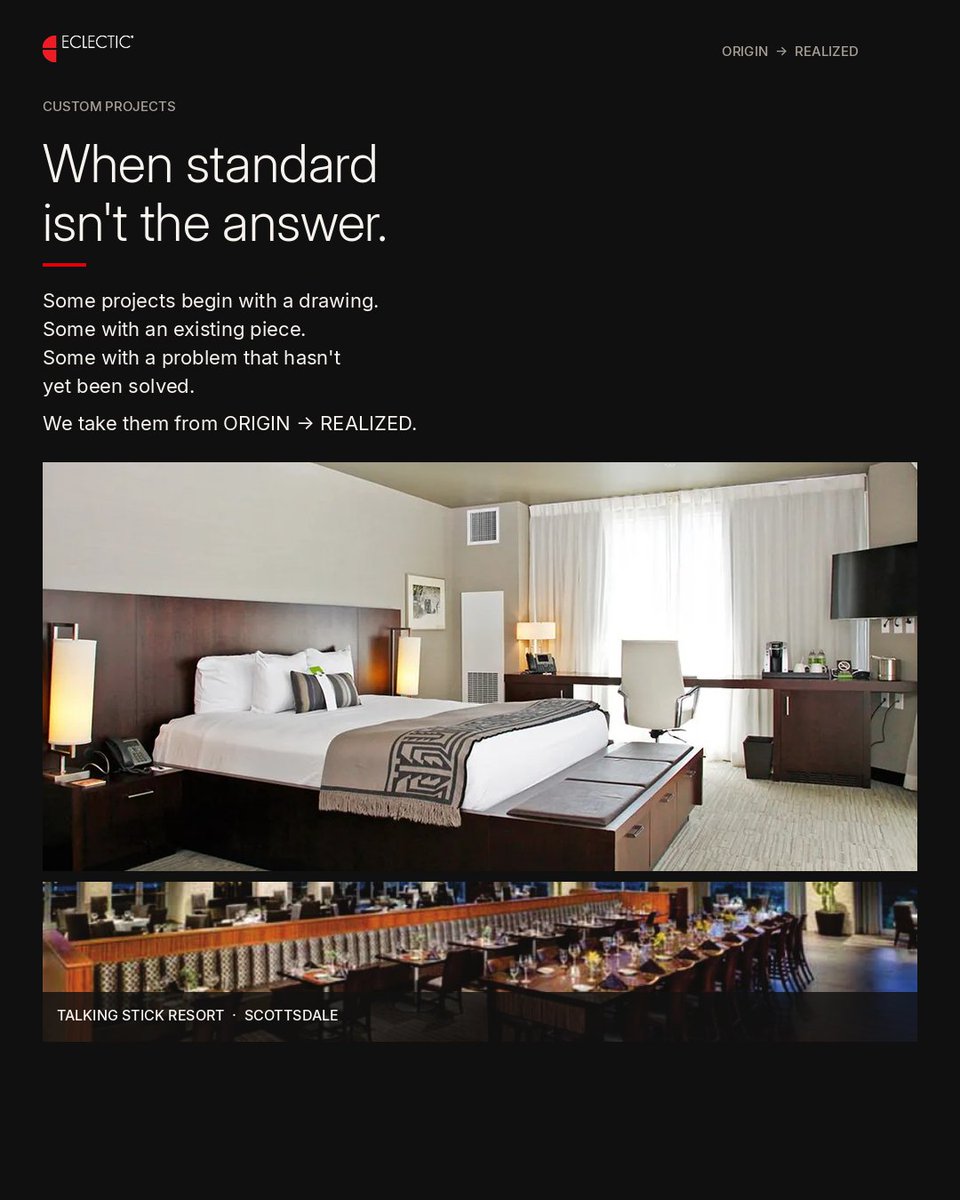 Eclecticfacts's tweet photo. #CustomProjects #Eclectic #OriginRealized #TalkingStickResort #Scottsdale #WhenStandardIsntTheAnswer #HospitalityDesign #InteriorArchitecture #ContractFurniture #CustomFurniture #DesignSpecification #ArchitectsOfInstagram #HighEndInteriors https://t.co/Tjjfp7SxeL