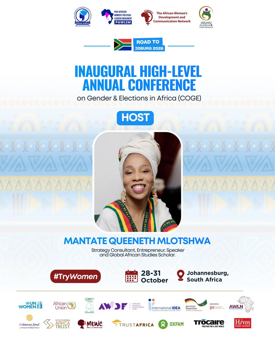 MantateQueeneth's tweet photo. I am my ancestors’ wildest dreams 📌

In a few weeks I have the absolute pleasure and honor to host the High Level Annual Conference on Gender and Elections in Africa scheduled for South Africa. I am grateful for the space to interact with some of the continent’s brilliant minds. 

I am constantly humbled by the space my gifts create for me. As a Nkulumane girl, a Bulawayo child, this is one for the books. 

#Growth #WomenLeadership